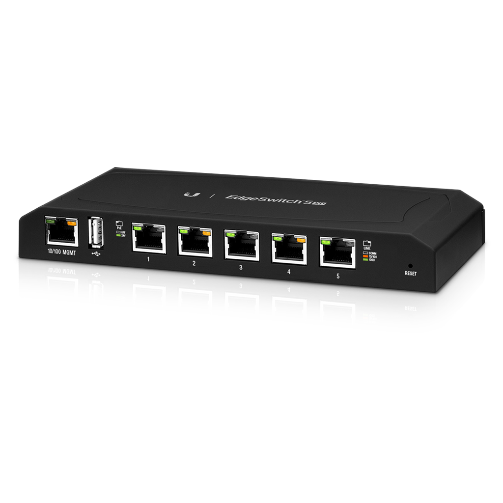 Ubiquiti EdgeSwitch 5 / Pro / 5 Gigabit RJ45 Ports / 24V Passive POE / ES-5XP - Image 1
