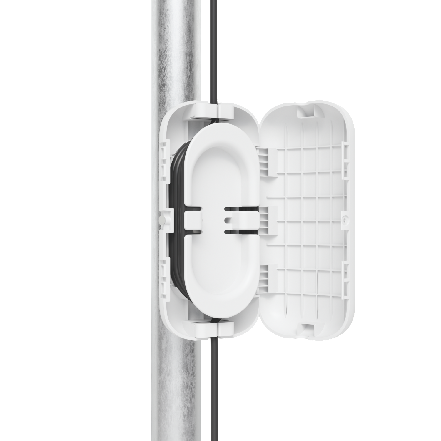 Ubiquiti UACC-Fiber-SR-Kit Weatherproof pole- and wall-mountable enclosure with a detachable reel for organizing and reducing strain on fber optic cabling - Image 1